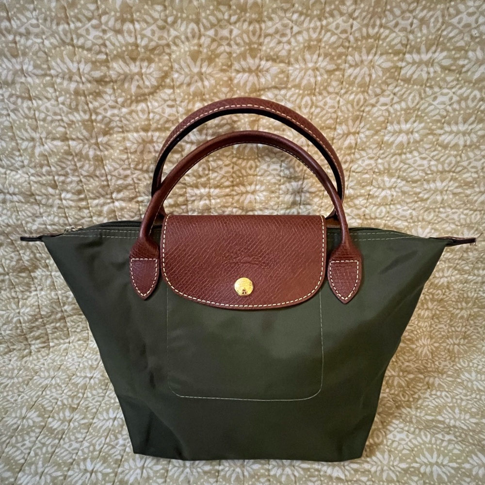 Green Longchamp Foldable Zipper Tote Bag